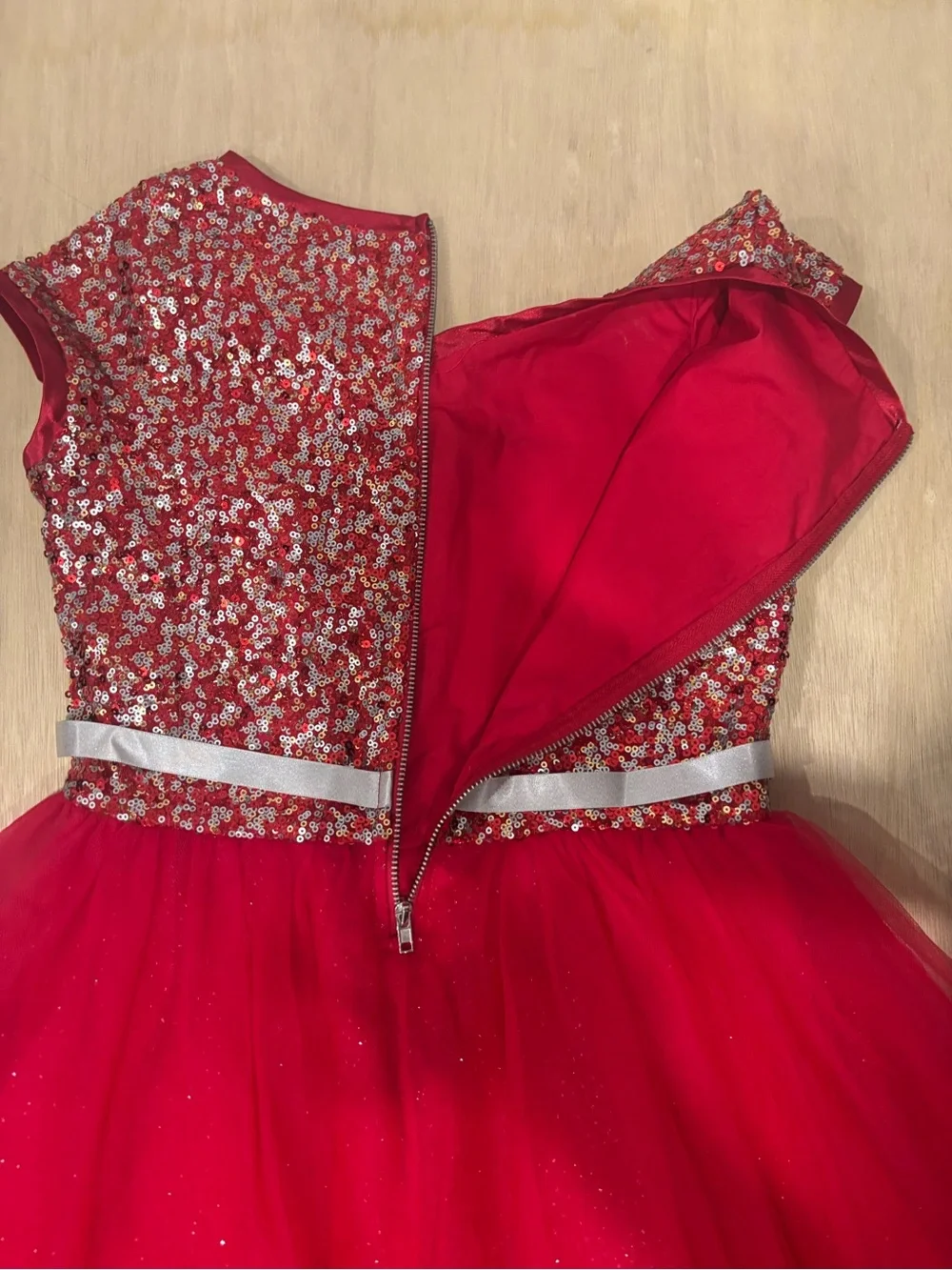 American Girl Size 10 Red Sequin Tulle Christmas Holiday Party Dress